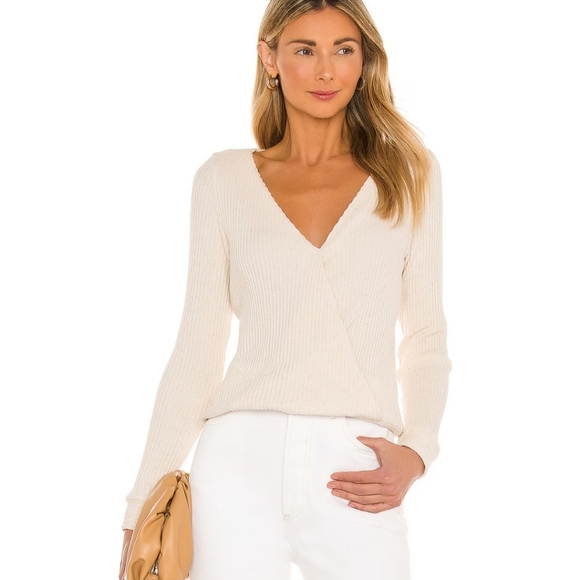 New Krisa by Revolve Knitted Wrap Long Sleeve Blouse - Picture 1 of 7